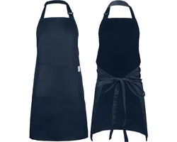 Castagnola keukenschort - Water- en vuilafstotend - Professioneel Kookschort - BBQ Schort voor Dames en Heren - Unisex - Verstelbare Gesp - Extra Grote Vakken - Blauw