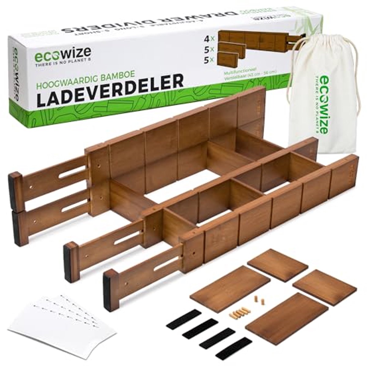 Bamboe Ladeverdeler - Verstelbare Organiser voor Keuken, Slaapkamer en Badkamer