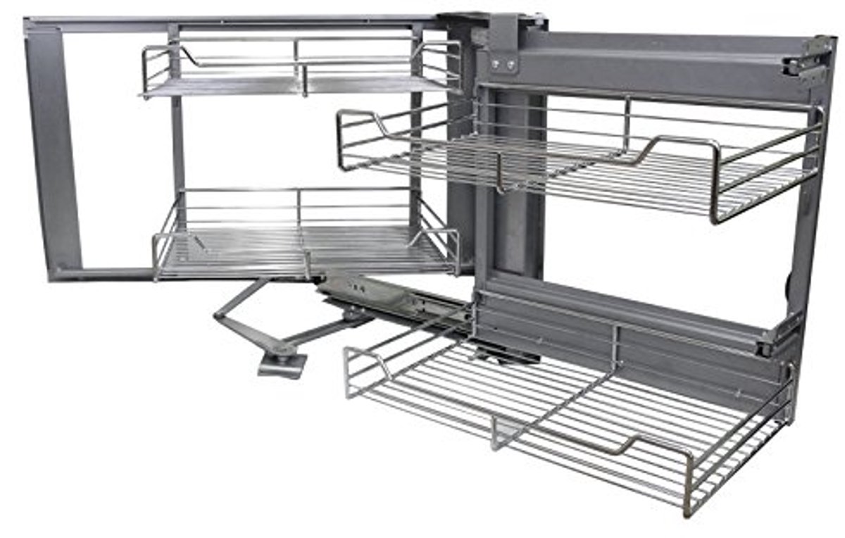 Uitschuiflades voor Hoek Keukenkast met Zachte Sluiting - 4 Manden, Capaciteit 15-20 kg