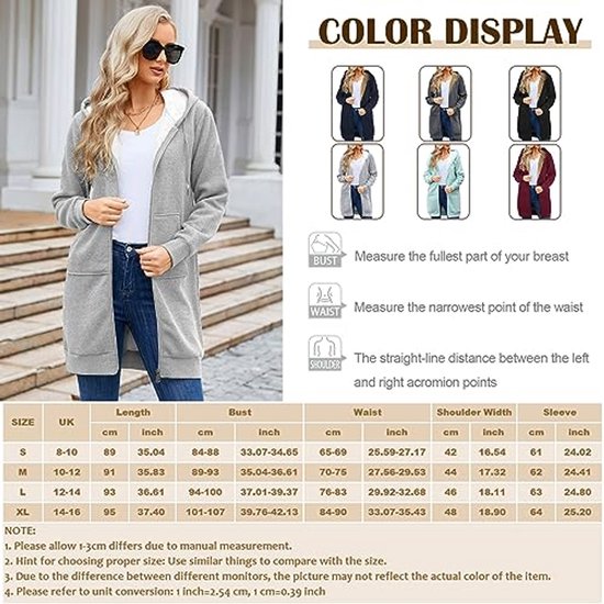 Svanco Dames hoodie sweatshirt lange mouwen pullover lange jas tops