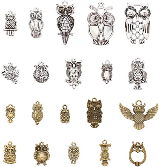 24 Stks Bronzen Uil Accessoires, Legering Gemengde DIY Hanger Modellen