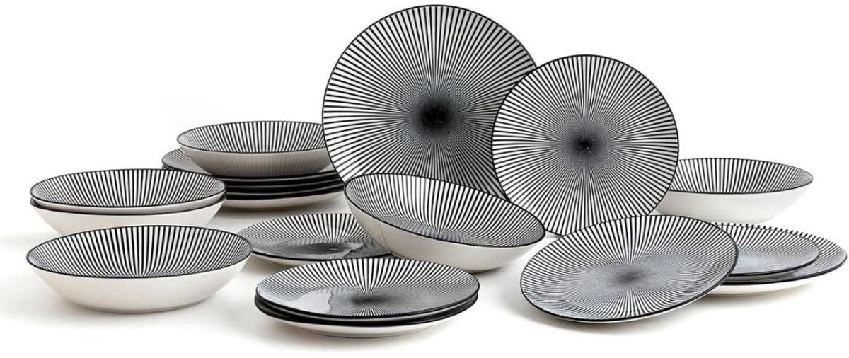 Serviesset 6 Persoons - Serviessets - Bordenset - Chique Bordenset - Porselein - Zwart