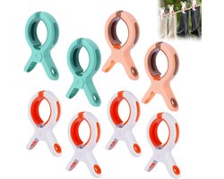 8 stuks grote wasknijpers, handdoekklemmen voor strandstoelen, Grote knijpers, winddicht, kunststof, wasknijpers, strandhanddoekclips voor dagelijks wasgoed, badhanddoek, tapijt, laken, beddengoed