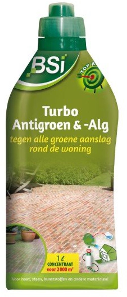 BSI Turbo Antigroen & -Alg tegen groene aanslag (1000 ml/2000 m²) - Effectieve Groene Aanslagreiniger - Met gratis cheatsheet