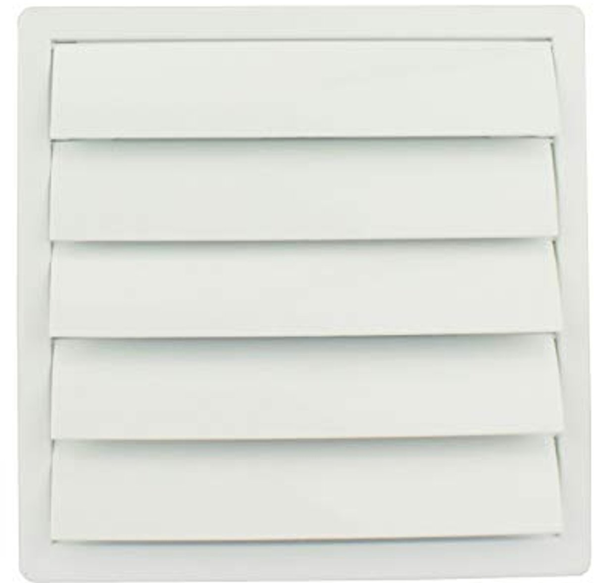 Ventilatierooster Lamellenrooster Weerbestendig Kunststof 170 x 170 mm Vierkant Ø 100 mm Wit