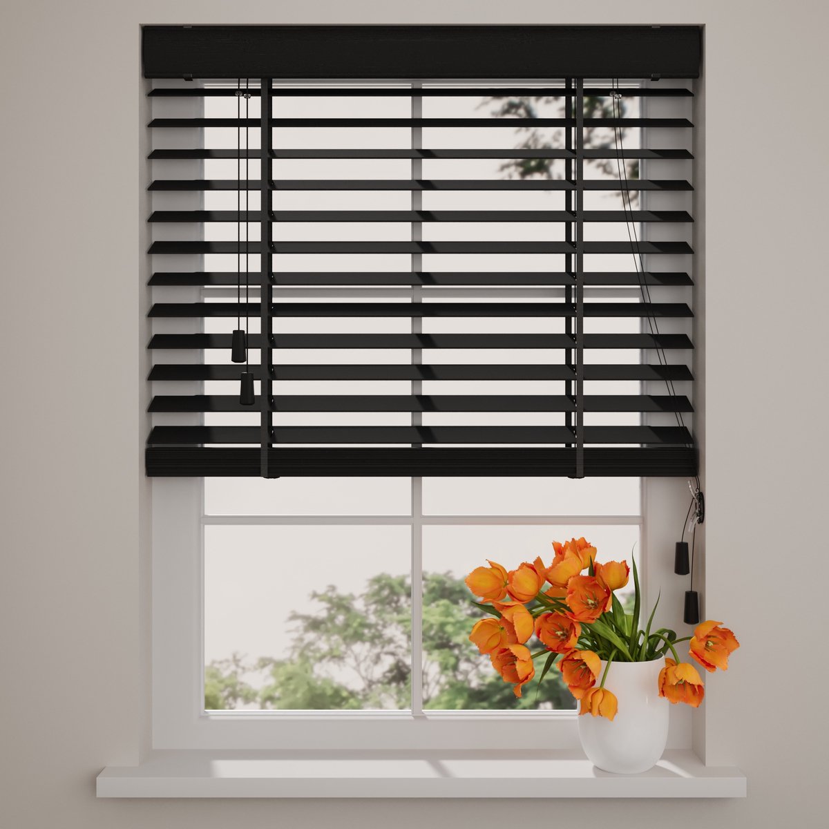 DTCH® Bamboe Houten Jaloezie - Easy Natural - 50 mm - Black - 100 x 240 cm - Maten van 50 t/m 250 cm breed