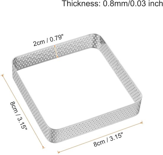 Roestvrij staal geperforeerde taartringen set, 6 stuks, 11 cm, 12 cm en