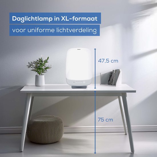 Beurer TL 95 Daglichtlamp – Lichttherapielamp 10.000 Lux (tot 14 000 Lux op 20 cm)– Medisch Gecertificeerd – SunLike® LED – Groot Verlichtingsoppervlak 37×30 cm – Dimbaar met 6 Helderheidsniveaus – Timer – Kantelbaar – UV-vrij – 3 Jaar Garantie