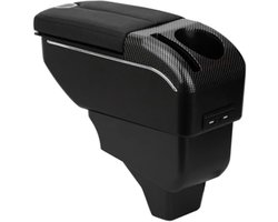 Armleuningen compatibel met Peugeot 208 - Organizer Box voor Middenconsole - Dubbele Deur Stijl - Zwart