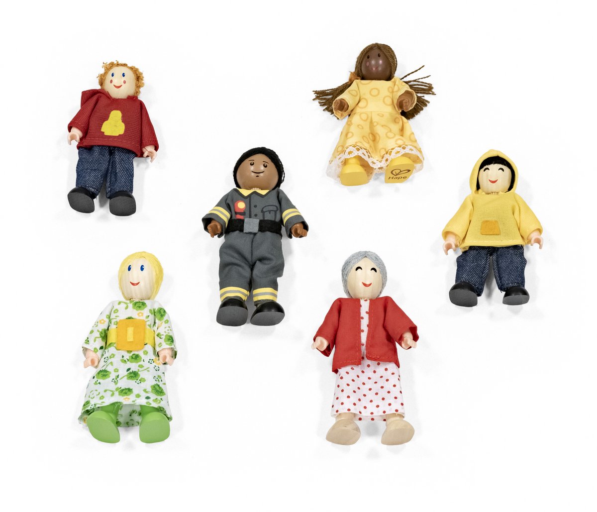 Stokke MuTable poppen voor speelhuis van Hape Toys - Herontworpen in 2023 - Met zes houten poppen in verschillende leeftijden en kleding - Voor kinderen vanaf 3 jaar