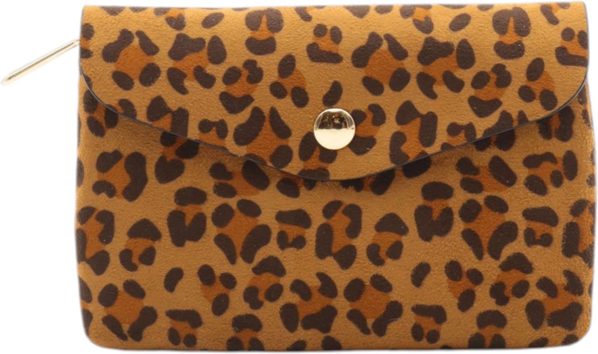 Portemonnee - Flora & Co - suedelook - animal print - camel