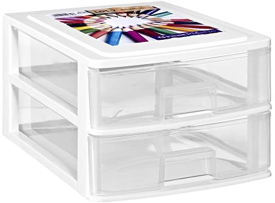 2 Witte Stapelbare Kunststof Laden - Multifunctionele Opbergdozen Organizer Voor Kantoor En Thuis