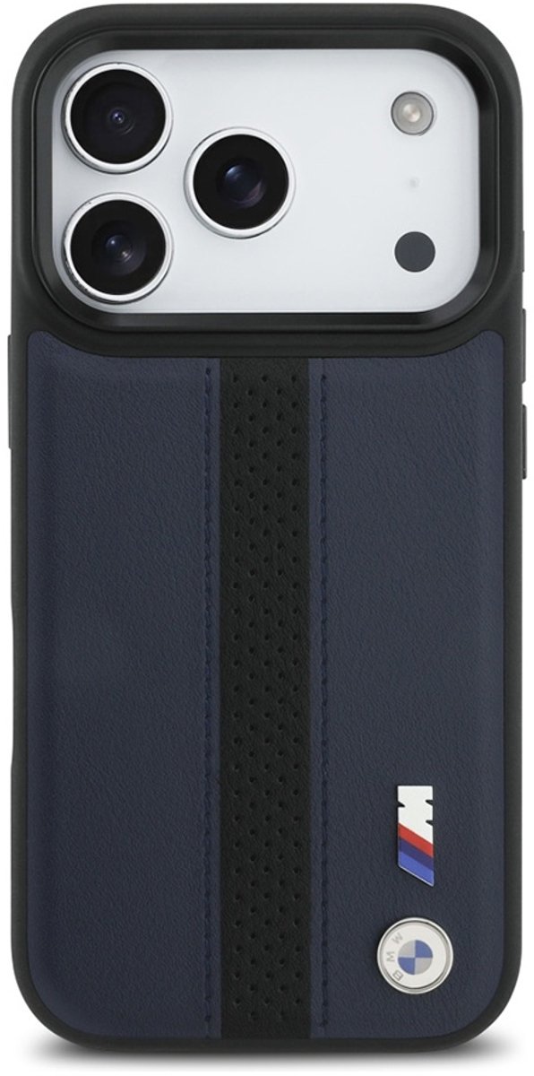 BMW Backcase hoesje geschikt voor iPhone 17 Pro - Effen Donkerblauw - Kunstleer