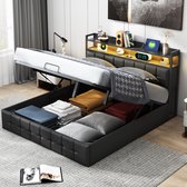 Gestoffeerd bed 140 x 200 cm, platform met 2 lades, zonder