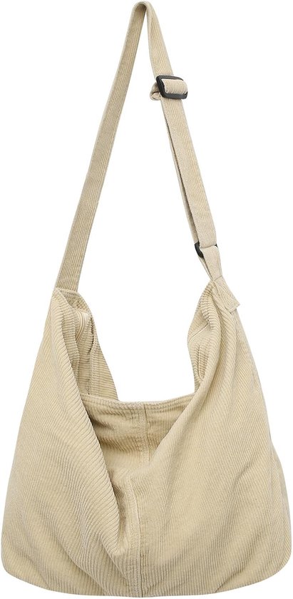 Sac à bandoulière pour femme - Grand sac fourre-tout décontracté - Convient pour École , le bureau, le travail, les Voyages , les sorties et le shopping - Beige - Style rétro