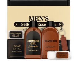 Body & Earth - Cadeau voor Man Verjaardag - Gentlemen Pack Amber - Stoere Geschenkset Bad & Lichaam - Cadeau Pakket voor Hem - Wellness bath rituals - Heren giftset - Verwenpakket Mannen, vader, vriend, papa, broer - Valentijn cadeautje voor hem