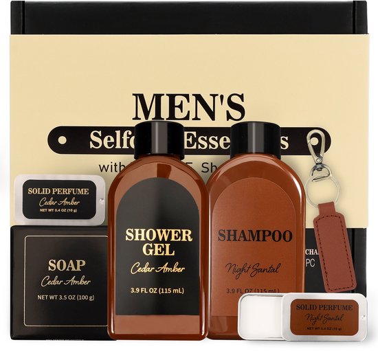 Body & Earth - Cadeau voor Man Verjaardag - Gentlemen Pack Amber - Stoere Geschenkset Bad & Lichaam - Cadeau Pakket voor Hem - Wellness bath rituals - Heren giftset - Verwenpakket Mannen, vader, vriend, papa, broer - Valentijn cadeautje voor hem