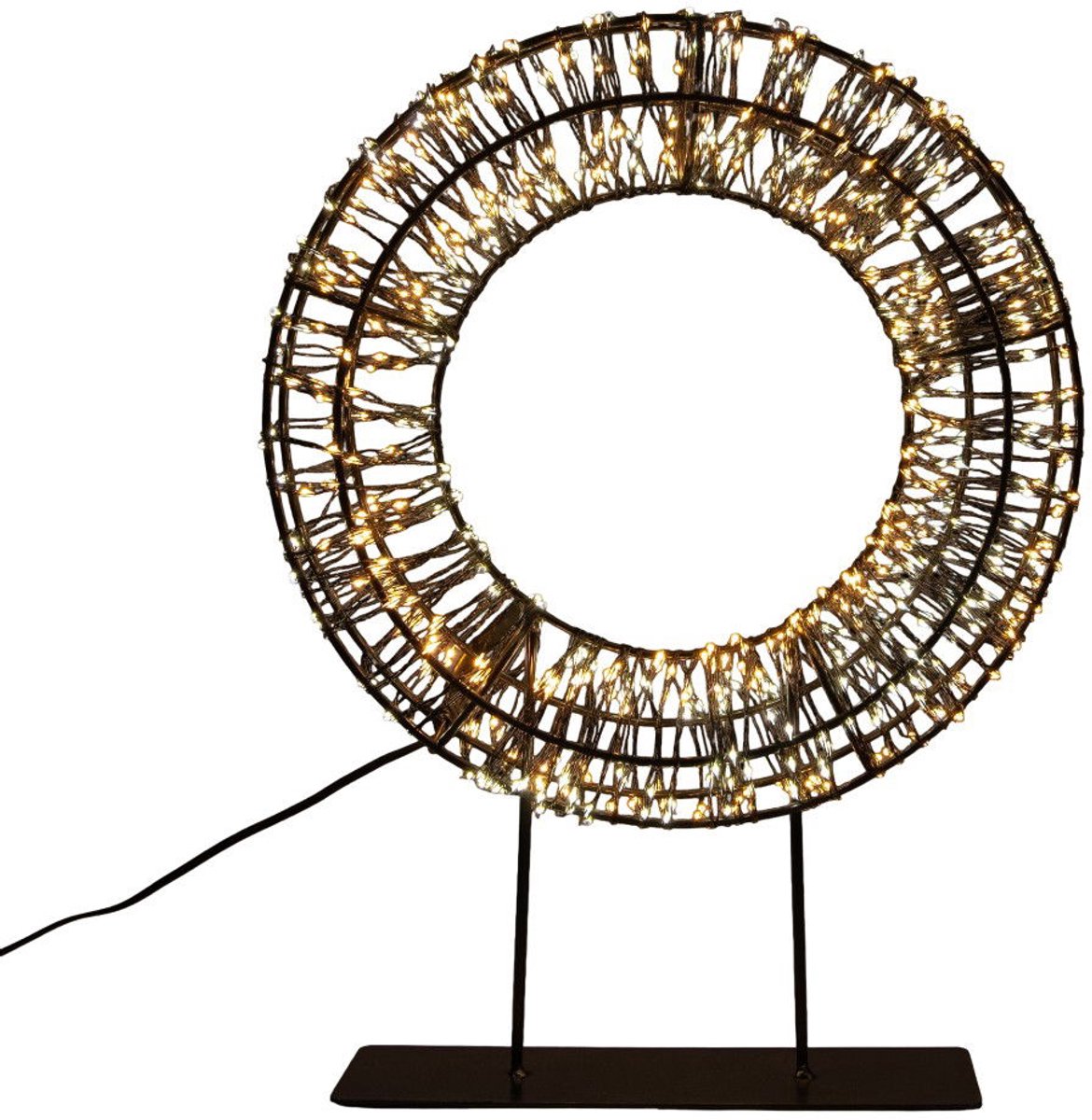 Anna's Collection Verlichte krans/decoratie ring - metaal - warm wit licht - D28 cm - 800 micro led lampjes - kerstverlichting kerstkrans – foto 6