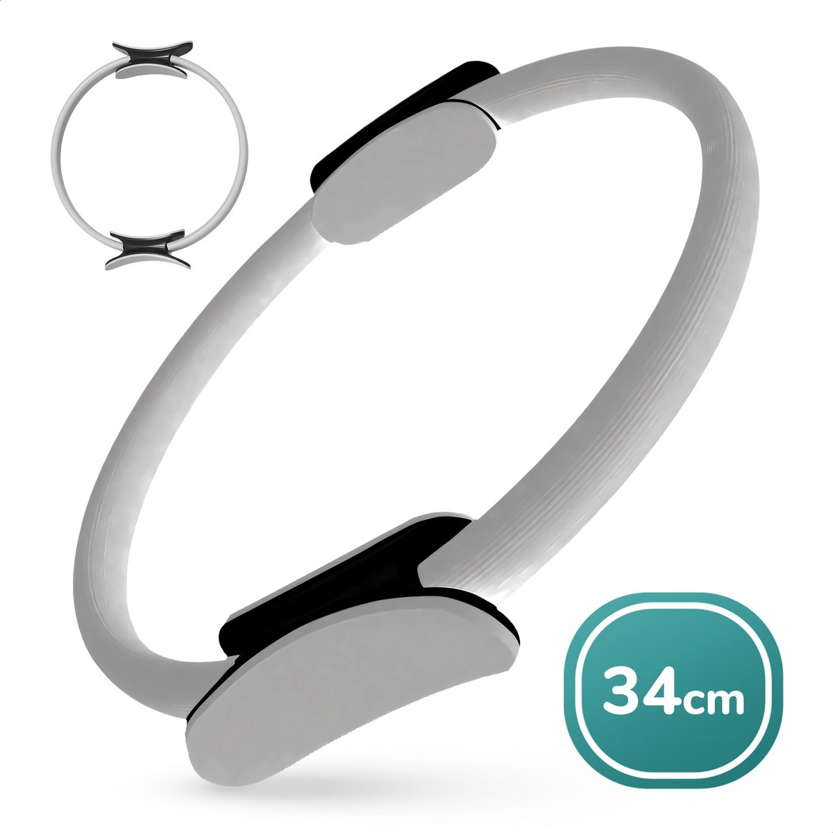 Pilates Ring (34cm) met Premium Resistance Band – Yoga & Fitness Oefenring met Elastische Booty Band (35kg) – Magic Circle voor Kracht, Core & Flexibiliteit
