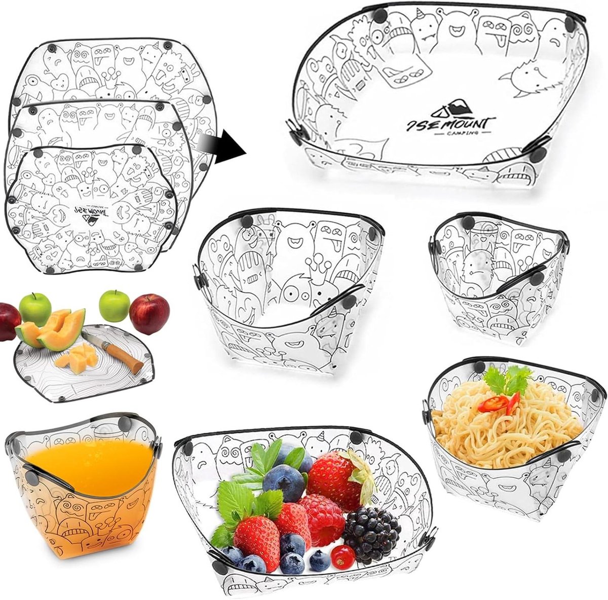 Orivio - Opvouwbare kom en bord voor camping en lunchbox, herbruikbaar en draagbaar