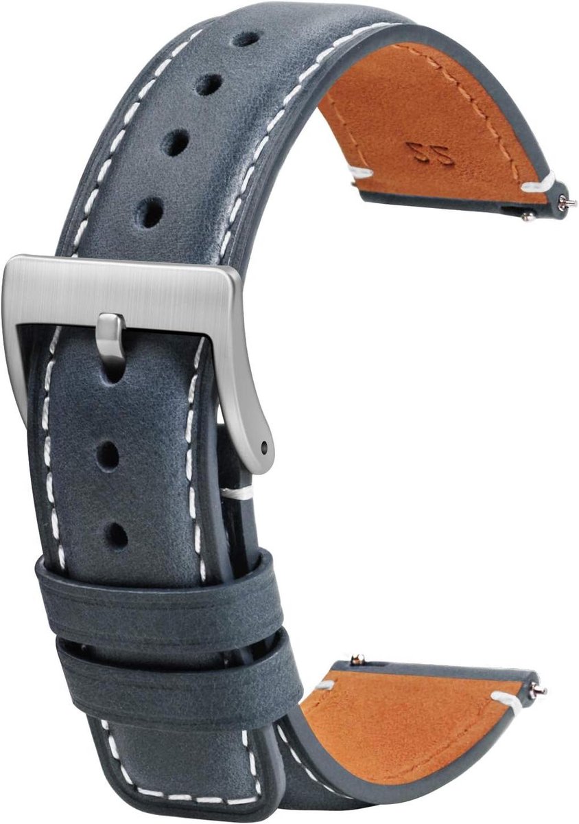 Orivio - Zachte zwarte lederen horlogebandjes 20mm voor mannen en vrouwen met vierkante staart quick release vervanging - 18mm 20mm 22mm