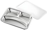 Maaltijdtray met 3 vakken en deksel – Meal prep & lunchbox – RVS - 25 × 18 cm – Microplastic-vrij