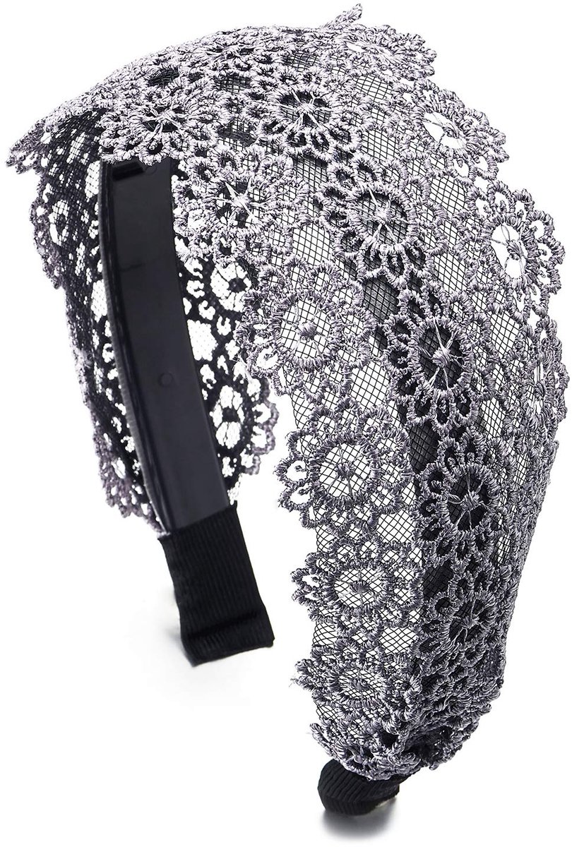 Vintage Boho brede hoofdband met bloemenkant, jaren 80, kant, geen applicatie