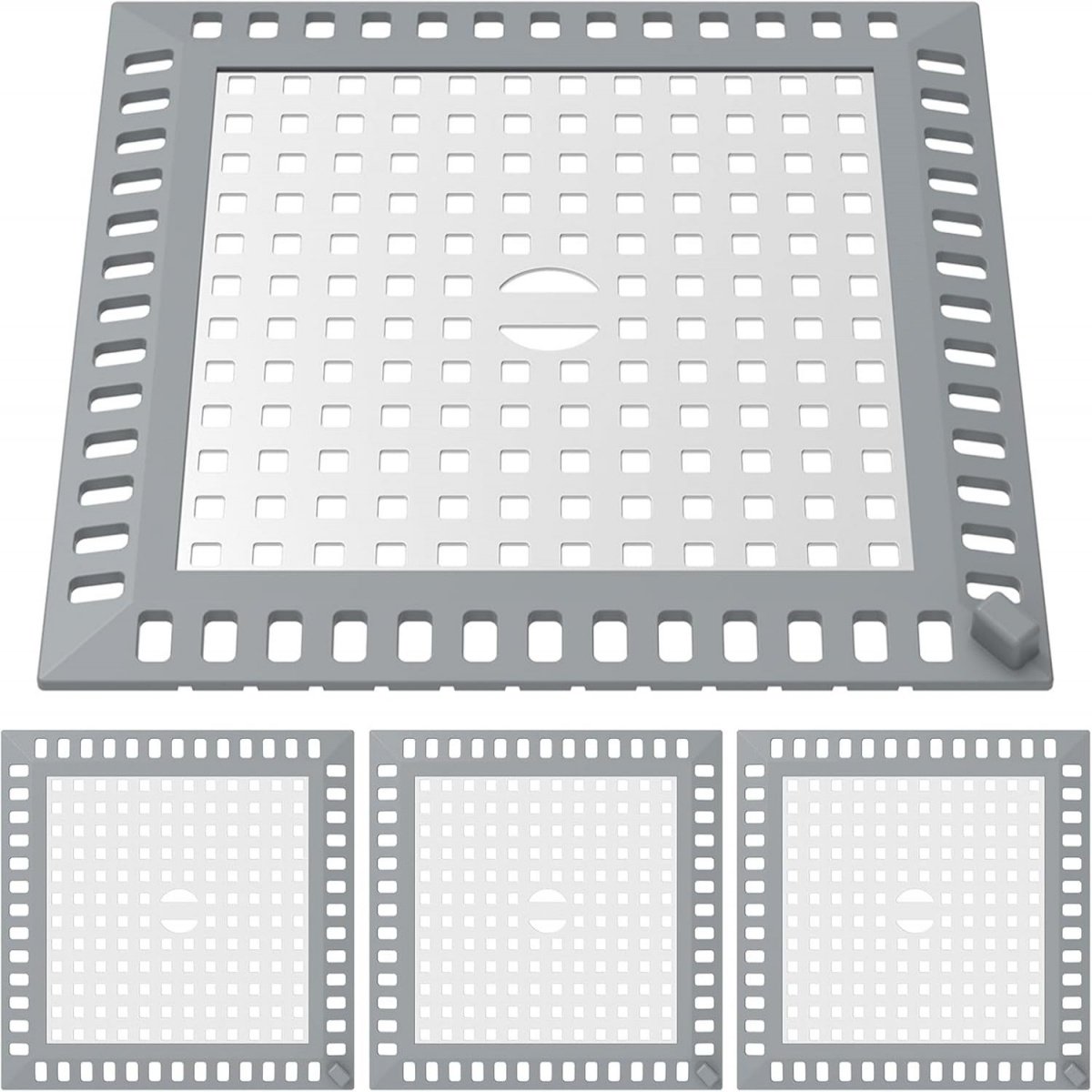 EXCITAT Afvoerdeksel - Vierkante afvoerbeschermer - Doucheafvoerfilter - 125 mm - 4 stuks