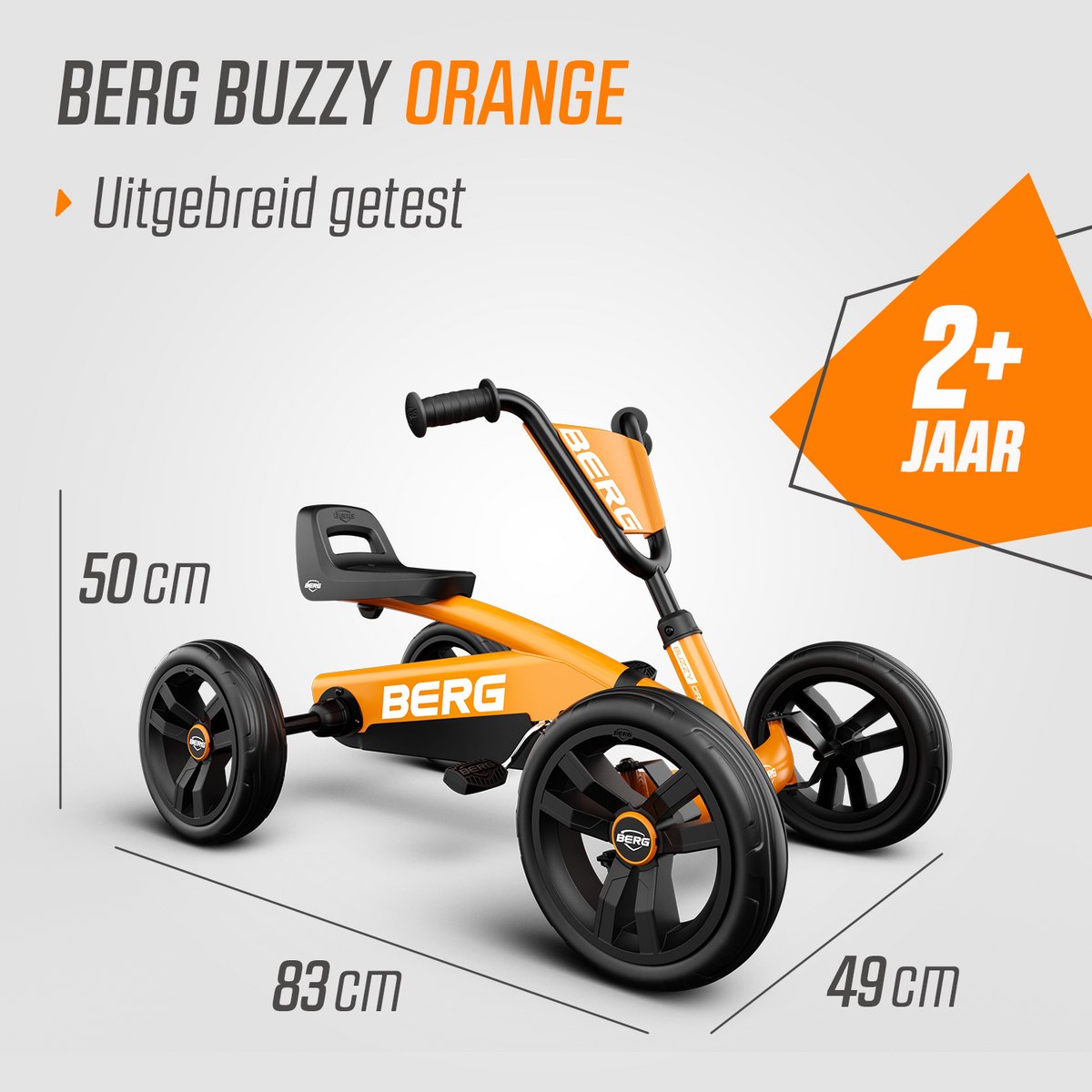 BERG Buzzy Orange Skelter - 2+ jaar - Verstelbare Stoel - Anti-lek EVA banden - Veilige en Stabiele Wegligging - Oranje — afbeelding 6