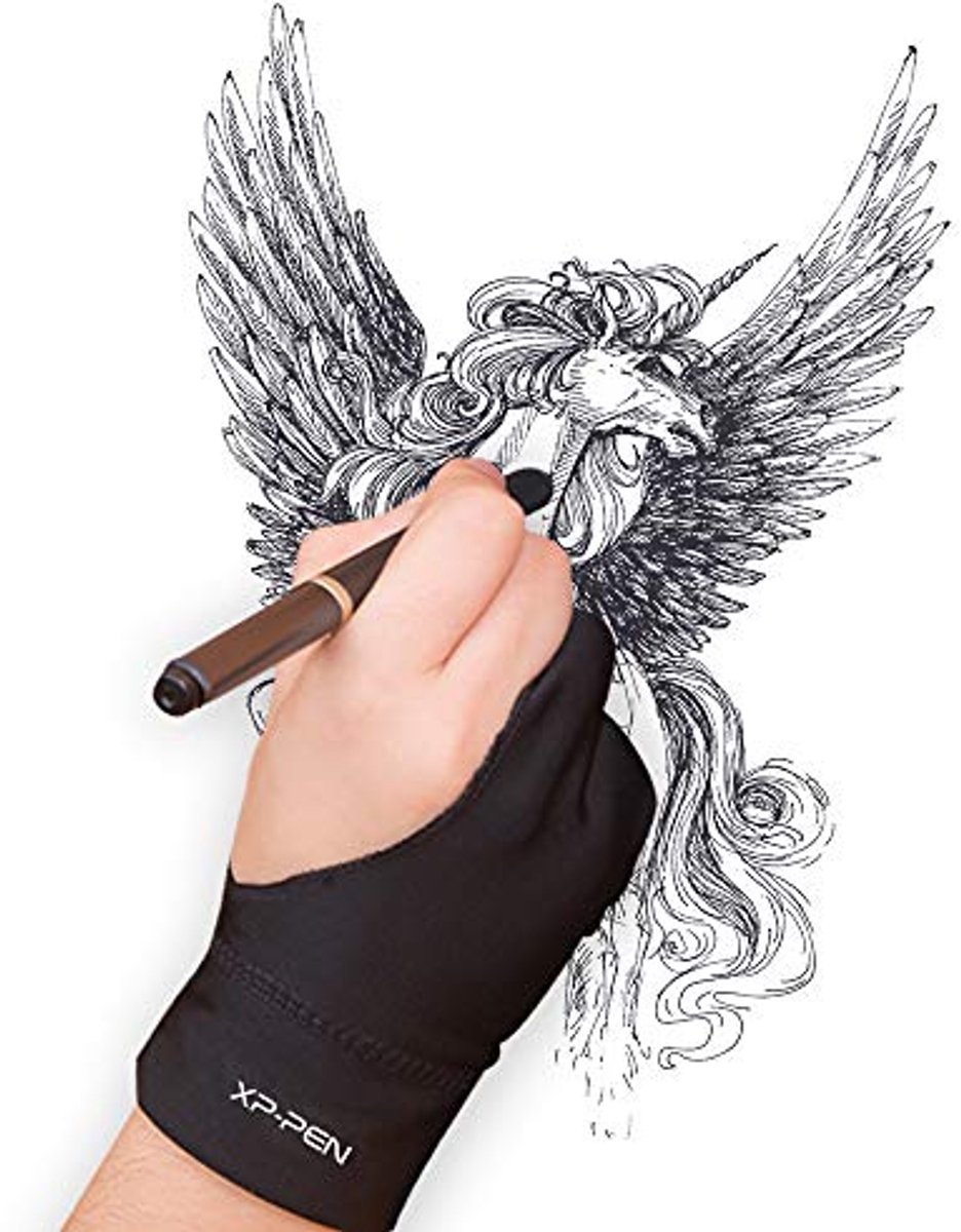 Lycra anti-fouling handschoen voor grafisch tablet, pen display en lichtbak (L)