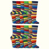 WeciBor 12 paar kleurrijke grappige katoenen herensokken nieuw gekke grappige coole met motief, geel/rood/blauw/meerkleurig geometrisch -12 m, 43-46 EU