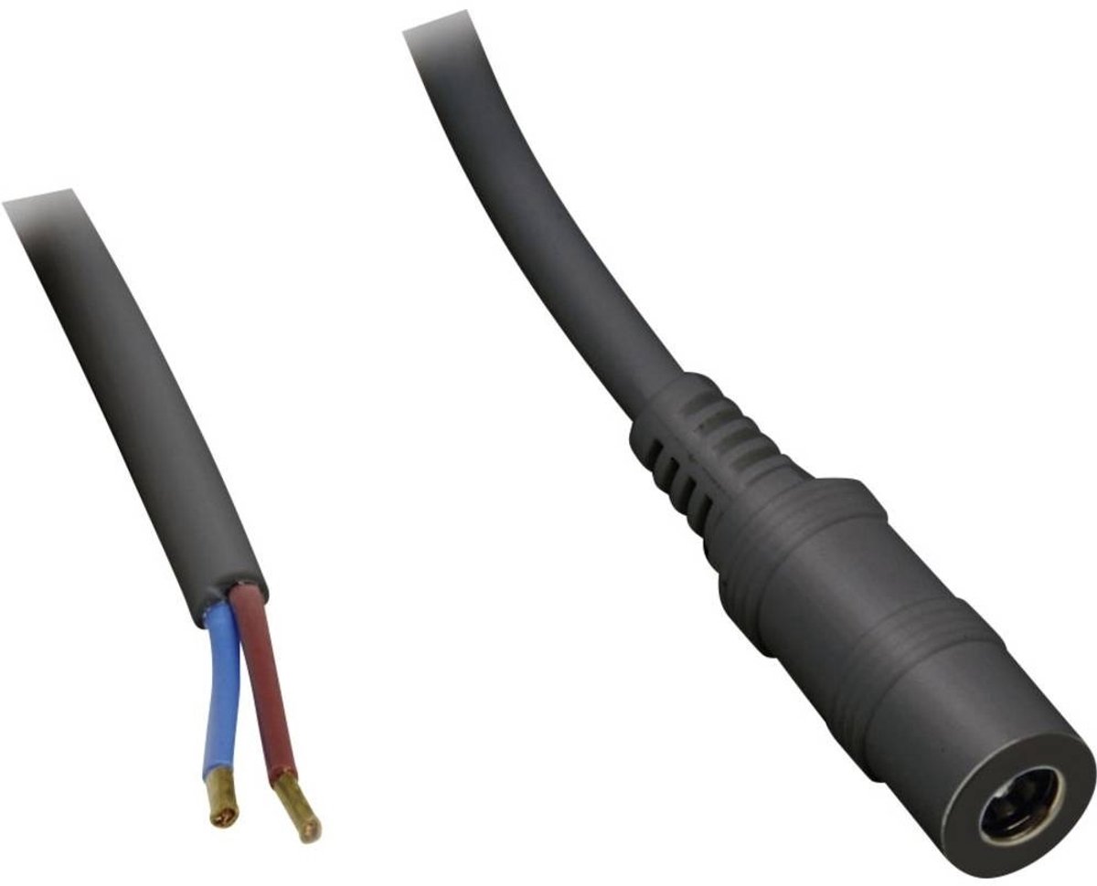 DC plug (v) 5,5 x 2,1mm stroomkabel met open einde - max. 7A / zwart - 2,5 meter