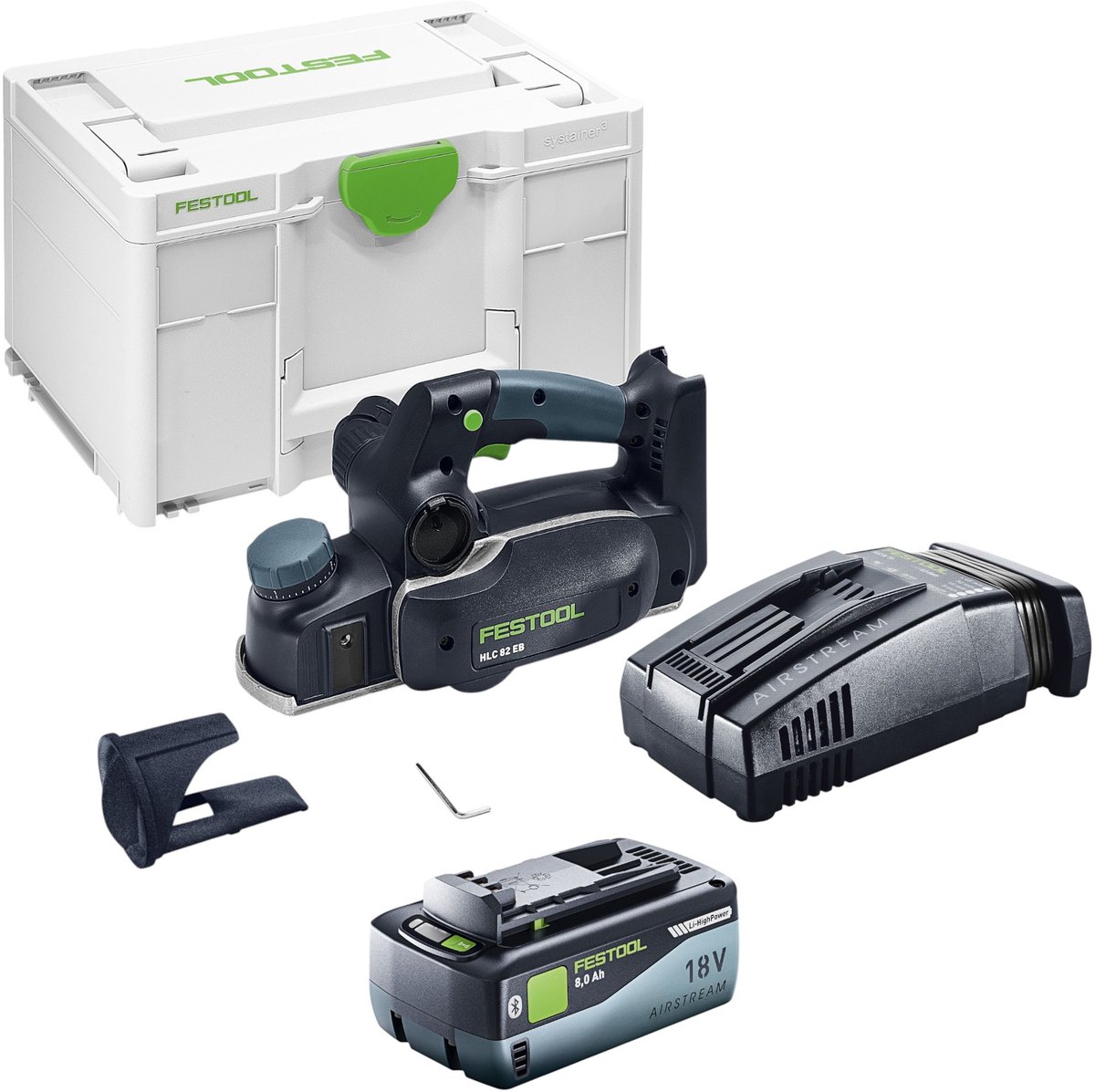 Festool HLC 82 EB-Basic accu-schaaf 18 V 82 mm borstelloos + 1x accu 8,0 Ah + oplader + Systainer