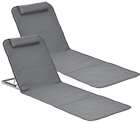 KESSER® Opvouwbare strandmat met verstelbare rugleuning, opvouwbare strandstoel met draagriem, waterdichte tas en opbergruimte, ligstoel voor strand, tuin en terras, 130 kg belastbaar