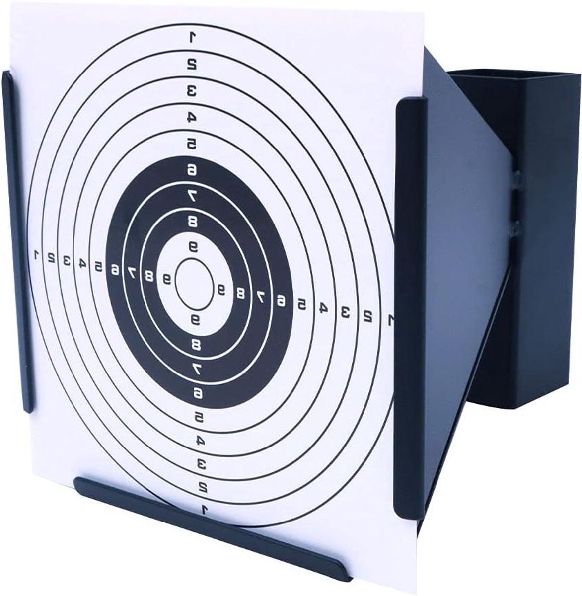 Allecto plus - Doelhouder voor binnenshuis en buitenschietoefeningen 14x14 cm met 20 stuks doelenpapier