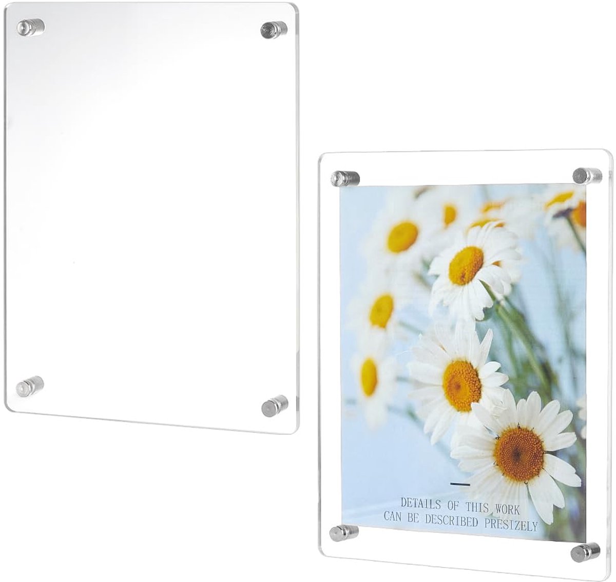 Selbro® 2 stuks Drijvende Clear Acryl Frame Rechte Hoeken met Standoff, 245x189x5.45mm Rechthoek Acryl ontvanger Fotolijst Display Mount voor Fotografie Display