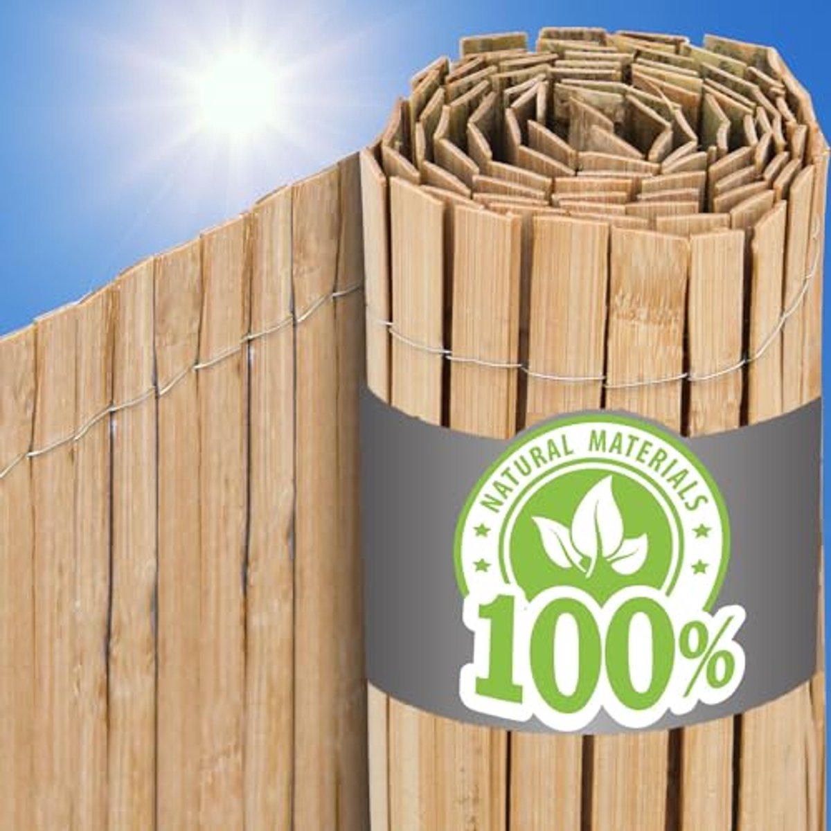 Bamboe Balkonscherm Privacy Mat 110x300 - Tuin Zonnescherm en Windscherm - Ondoorzichtig en Weerbestendig