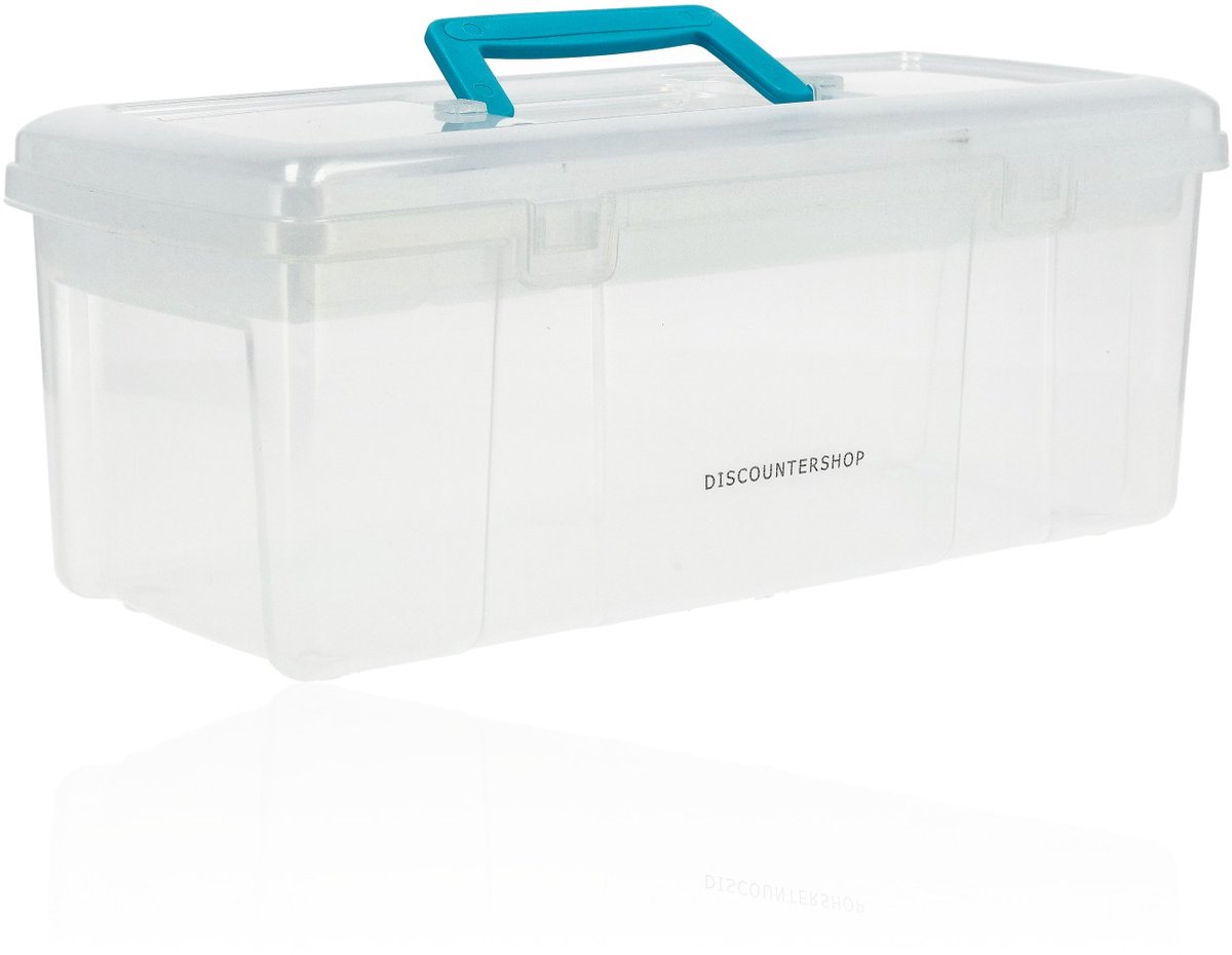 Transparant Opbergbox met Handvat - Gereedschapskist 36 cm – Gereedschapskoffer Plastic – Opbergsystemen voor Opslag, Garagebox, Bureau Organizers en Opbergbox Tuinspullen – Lichtgewicht
