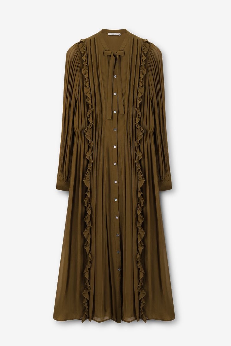 Sissy-Boy - Donkergroene maxi jurk met ruffles
