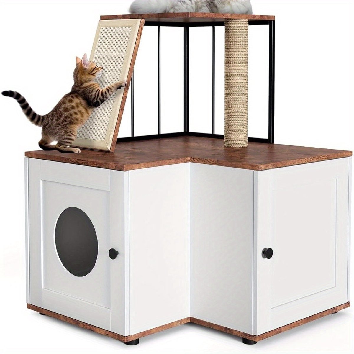 Kattenboom – Krabpaal – Kattenmeubel – Klimelement – Kattenhuis – 2-in-1 Ontwerp Met Verborgen Kattenbak – Ruime Speel- en Klimniveaus – Houten Constructie – Geurcontrole – Voor Grote Binnenkatten – 124 cm Hoog Kattenboom – Krabpaal – Kattenmeubel – Klimelement – Kattenhuis – 2-in-1 Ontwerp Met Verborgen Kattenbak – Ruime Speel- en Klimniveaus – Houten Constructie – Geurcontrole – Voor Grote Binnenkatten – 124 cm Hoog