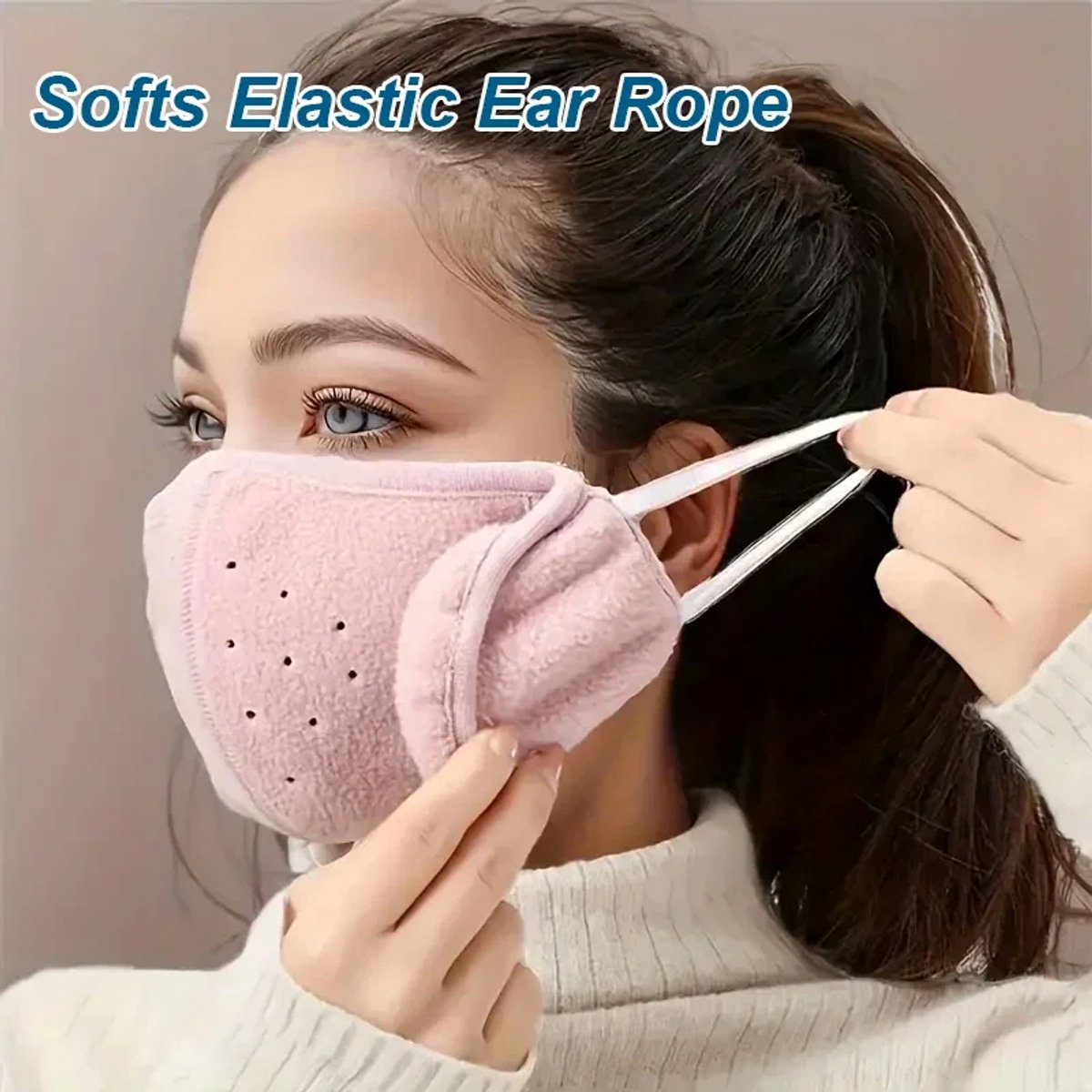 2-in-1 Winter Gezichtsmasker met Oorwarmers – Unisex Thermisch Mondmasker Winddicht & Warm voor Fietsen Wandelen Skiën Sneeuw & Buiten Sporten Roze