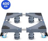 VanDijck® Wasmachine verhoger met wielen en poten - Verhoging voor witgoed - Verstelbaar - Opbouwmeubel – Meubelverplaatser – Met 4 wielen - Met 4 poten - Max 400 kg