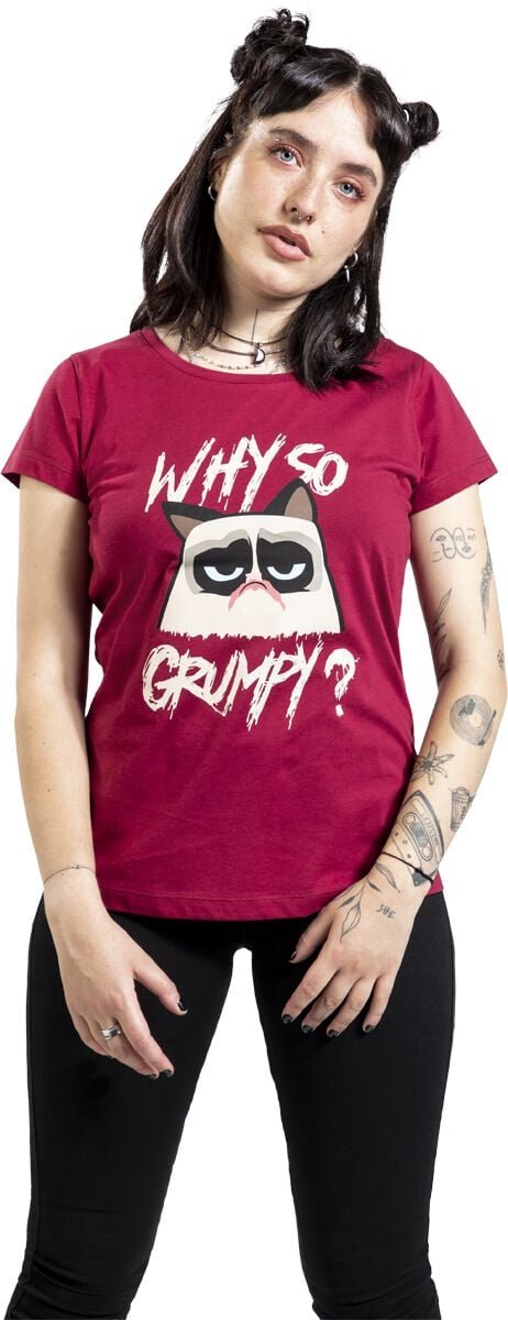Grumpy Cat Why So Grumpy? Dames T-shirt - bordeaux - S