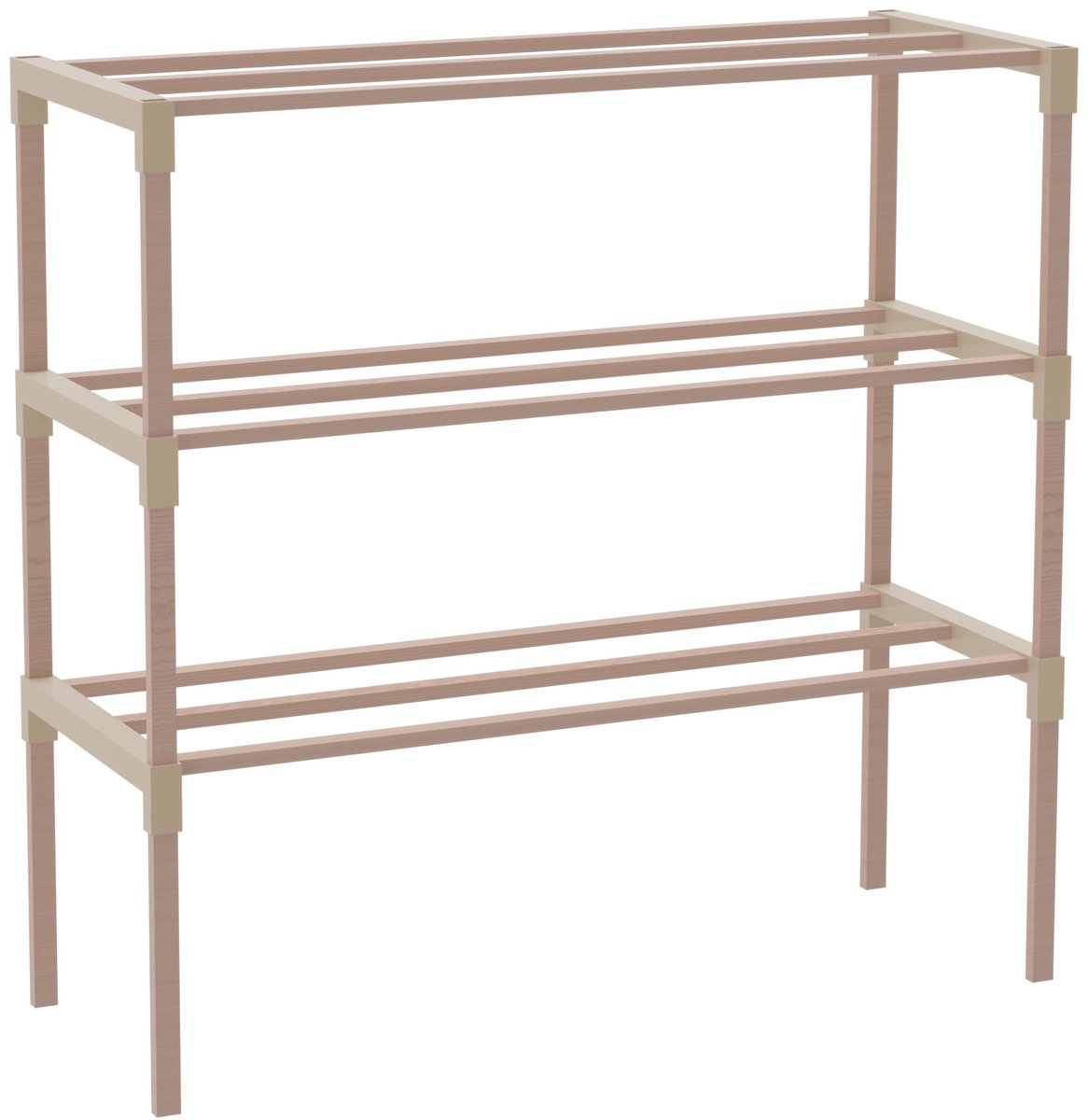 Fixwood Schoenenrek 3 Lagen – Beige - Houten Schoenenkast – Compact & Ruimtebesparend Schoenenrek voor 9+ Paar – Modern Design – 51 x 23 x 57 cm