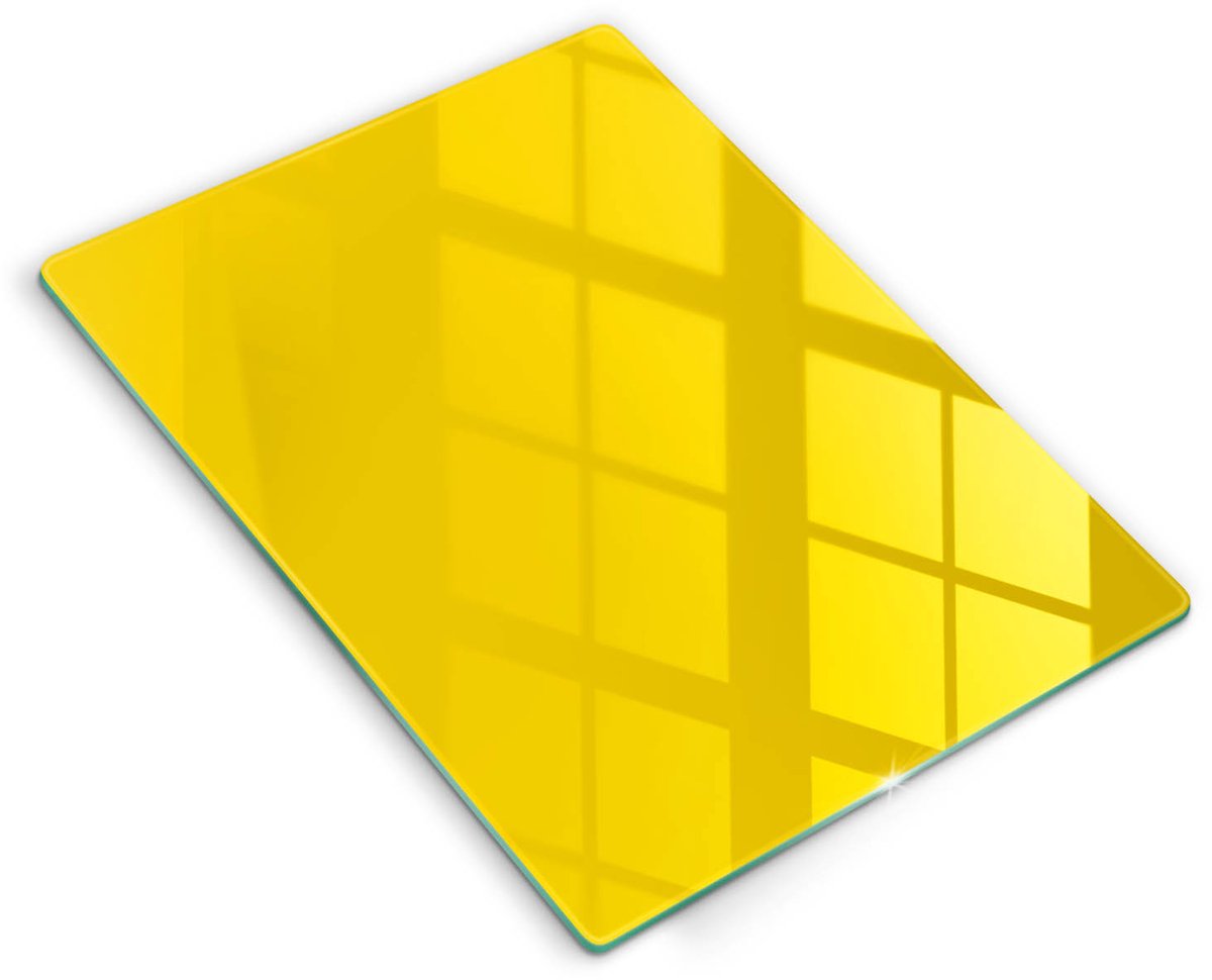 Wallfluent Glazen Snijplanken - Geel Snijplanken Glas - 40 cm x 52 cm - Donkergeel Snijplanken van Glas - Glazen Hakplank - Glazen Snijplank Voor Keuken - Antislip Glazen Snijplank