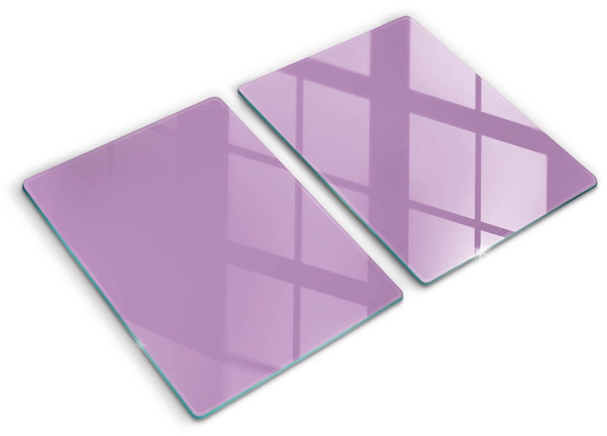 Wallfluent Glazen Snijplanken - Paars Snijplanken Glas - 2 stucks 40 cm x 52 cm - Paars Snijplanken van Glas - Glazen Hakplank - Design Glazen Snijplank Keuken - Antislip Glazen Serveerplank