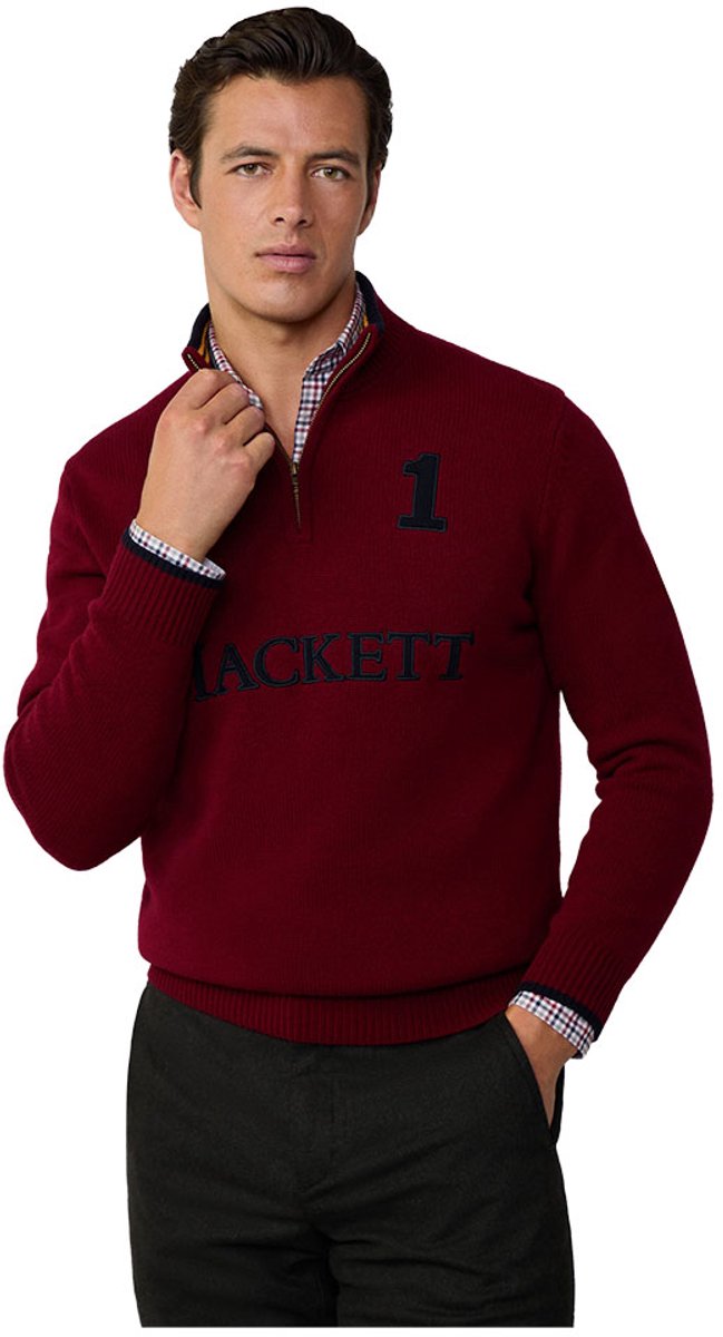 Hackett Hm703226 Half Rits Trui Rood M Man