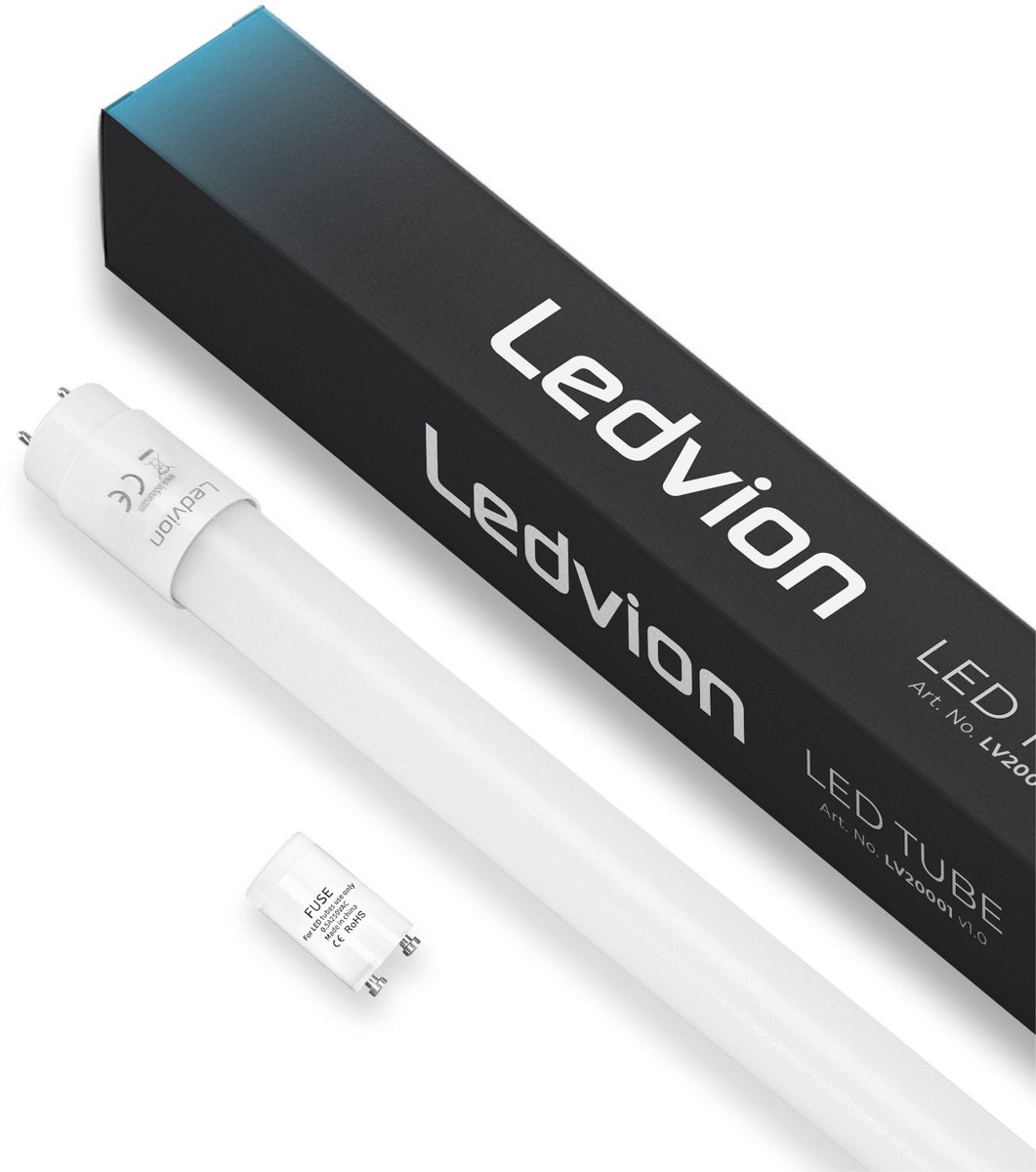 Ledvion - 10X LED Tube - 120CM - 12W - Neon - 4000K - 1920L - Wit - Plafond & Homogeen Licht