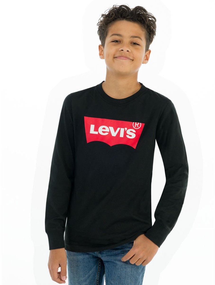 Levi´s ® Kids Batwing T-shirt Met Lange Mouwen 5 Years Jongens Meisjes Zwart