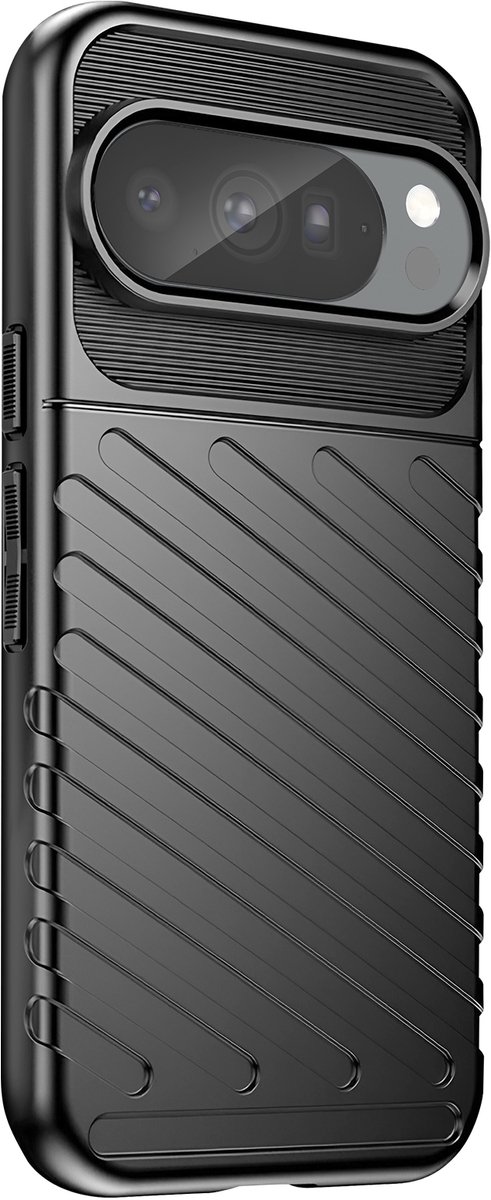 Avizar Coque pour Pixel 10 / 10 Pro Série Thunder en Silicone avec Design Strié, Zwart